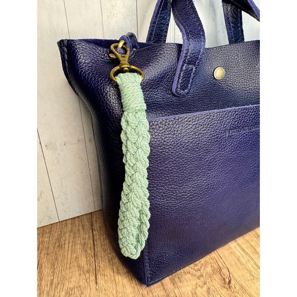 Mint Green Woven Macrame Keychain Boho Purse Charm FAST SHIP NEW